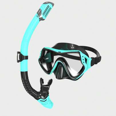 Adult Snorkeling Set, Snorkel Mask Kit With 180° Tempered Glass Anti-Fog Goggles, Dry Top Breathing Tube, Suitable For Men And Women