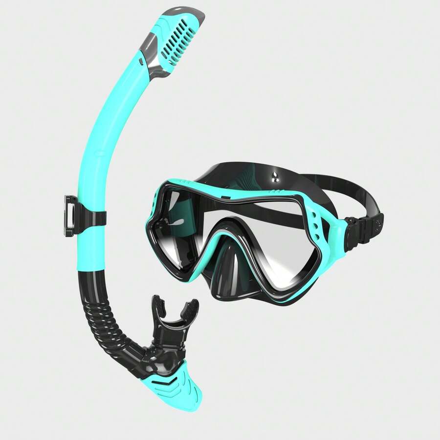 Adult Snorkeling Set, Snorkel Mask Kit With 180° Tempered Glass Anti-Fog Goggles, Dry Top Breathing Tube, Suitable For Men And Women - Multicolor - View 1
