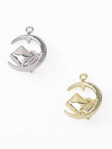 5pcs/Set Fashionable Versatile Star & Moon Charms, Alloy Material Jewelry Accessories, DIY Earrings, Necklaces, Suitable For Women's Daily Use - Multicolor - View 4