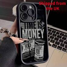Money Pattern Phone Case, Shockproof Phone Protective Cover, Phone Accessory Compatible With IPhone 16 15 14 13 12 11 Plus/Pro/Pro Max - Black - View 1