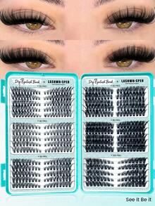 DIY Eyelash Clusters, Lightweight & Flowy False Eyelashes, Natural Look Individual Lashes, Mixed Length (9-16mm), D-Curl Ultra-Lightweight, Reusable Cluster Lashes, Suitable For Everyday Makeup - Baby Blue - View 6