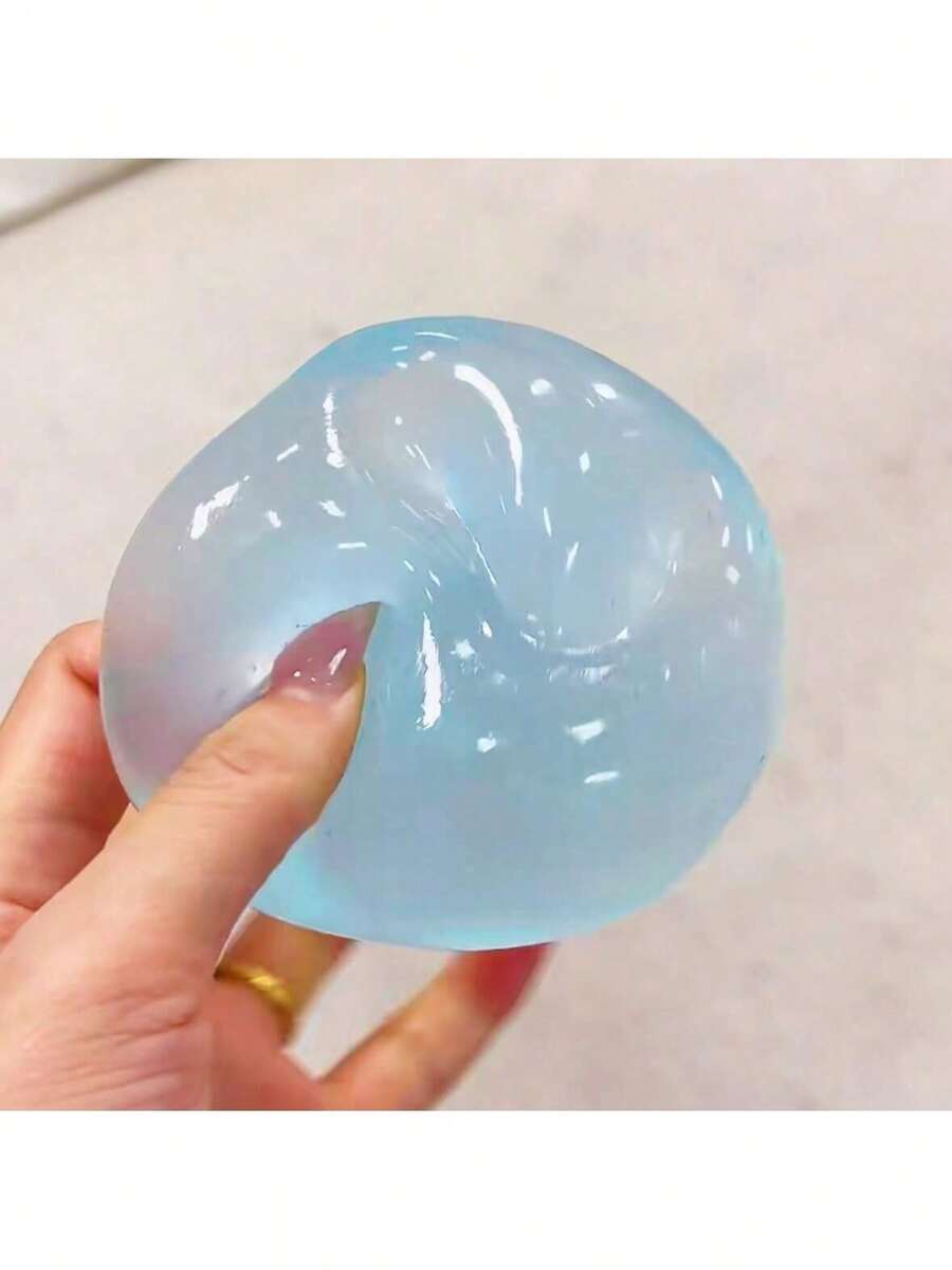 1pc Malleable Slow Rebound Blue Coconut Oil Handmade Squeeze Ball, 6cm Round Malt Stress Relief Squeeze Toy, Suitable As Ideal Holiday Gift, Fun & Cute Gift, Birthday Gift, Easter Gift, Party Favor Filler