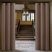 Patio Door Curtain Sound Blocking, Bedroom Privacy Room Divider Curtain Screen Partitions, Thermal Insulated Blackout Closet Sliding Door Curtain (1 Panel, 8.3ft Wide By 7ft Long, Gray) - 卡布奇諾 - 查看 2