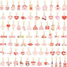 20pcs Valentine's Day Themed Keychain Set | Cupid's Hearts And Bouquet Zinc Alloy Pendants, Surprise Mix & Match | Exquisite Gift Set For Festivals And Parties - Multicolor - View 4