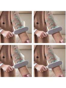 1个可重复使用的除尘刷，双面宠物毛发去除器，手动静电吸附式毛刷，适用于猫毛、衣物、沙发、家具、床上用品、地毯清洁，耐用聚丙烯材质，无需电源 - 彩色 - 查看 7