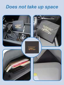 PU Car Registration & Insurance Holder – Black Durable Black Folder With Gold Car Design, Multiple Card Slots, , Ideal For Driver's License, Vehicle ID & Motorcycle Documents,Stylish Accessory