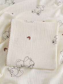 1pc 100*100cm Baby Soft Breathable Absorbent 2-Layer Floral Trim Muslin Swaddle Blanket - Multicolor - View 13