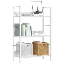 Bibliothèque vidaXL à 3 niveaux, blanche, 60 x 27,6 x 90,5 cm, en bois massif. - Blanc - Voir 2