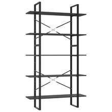 vidaXL Biblioteca de 5 níveis cinza 100x30x175 cm madeira de engenharia - Cinza - Ver 2