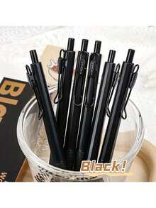 6 paquetes de bolígrafos de escritura suave Black Warrior - Bolígrafos de plástico de punta fina de 0.5 mm para la escuela, la oficina y tareas diarias - Negro - Ver 6
