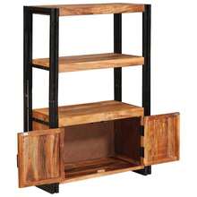 Bibliothèque vidaXL avec portes en bois d'acacia massif et métal Marron - Tabac - Voir 2