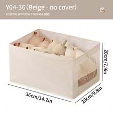 1 pieza Caja de almacenamiento de calcetines con estilo de cajón, caja organizadora rectangular de lino simple con compartimentos, caja de almacenamiento plegable para el hogar para calcetines y accesorios - Blanco - Ver 18