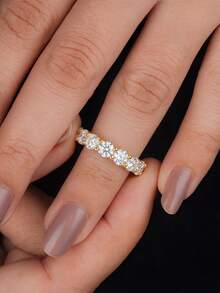 1 chiếc nhẫn đính đá Moissanite hình giọt nước đơn giản 7 sao, 0.1 carat, quà tặng cặp đôi nhân dịp Lễ Tình nhân, Giáng sinh, Sinh nhật, nhẫn sang trọng tinh tế, quà tặng cho người yêu. - Hàng kim cương bảy sao - Xem 4