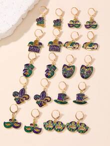 5/10套嘉年华面具、皇冠、帽子、吊坠、耳环组合套装，时尚配饰，节日派对礼物，女士 - 彩色 - 查看 2