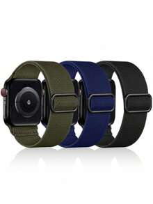 3 Packs Stretchy Solo Loop Band Compatible With Apple Watch Band 38mm 40mm 41mm 42mm 44mm 45mm 46mm 49mm For Women Men, Adjustable Sport Elastic Nylon Strap For Series Ultra/SE/10/9/8/7/6/5/4/3/2/1 - Multicolor 3 - View 10