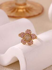 金色戒指，独特酷炫三指锆石链形设计，嘻哈风格百变戒指，不锈钢配饰，男女皆宜，馈赠佳品。 - JZ9066 - 查看 9