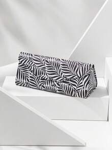 1 pieza Estuche plegable para gafas con estampado de hojas, diseño geométrico, casual y portátil, unisex - Multicolor - Ver 8