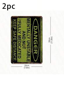 1pc/2pcs Vintage Metal Tin Sign Decor (8" X 12" / 20cm X 30cm), Funny Tin Sign "Mentally Unstable And Not Fully Medicated, Keep Distance", Retro Style Wall Decor, Men's Space, Garden, Wall Decoration, Home Decor, Metal Sign Gift - Multicolor - View 5