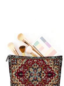 大号化妆包，1个亮红色图案，拉链设计，旅行健身收纳包，日常使用 - 紅色 - 查看 7