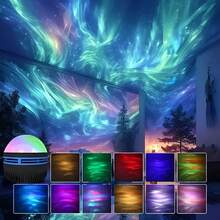 1个北极光星空氛围灯，带多色LED投影夜灯，适用于家居装饰、卧室、客厅 - 含遥控器，情人节、生日及各种节日礼物 - 多色光 - 查看 7