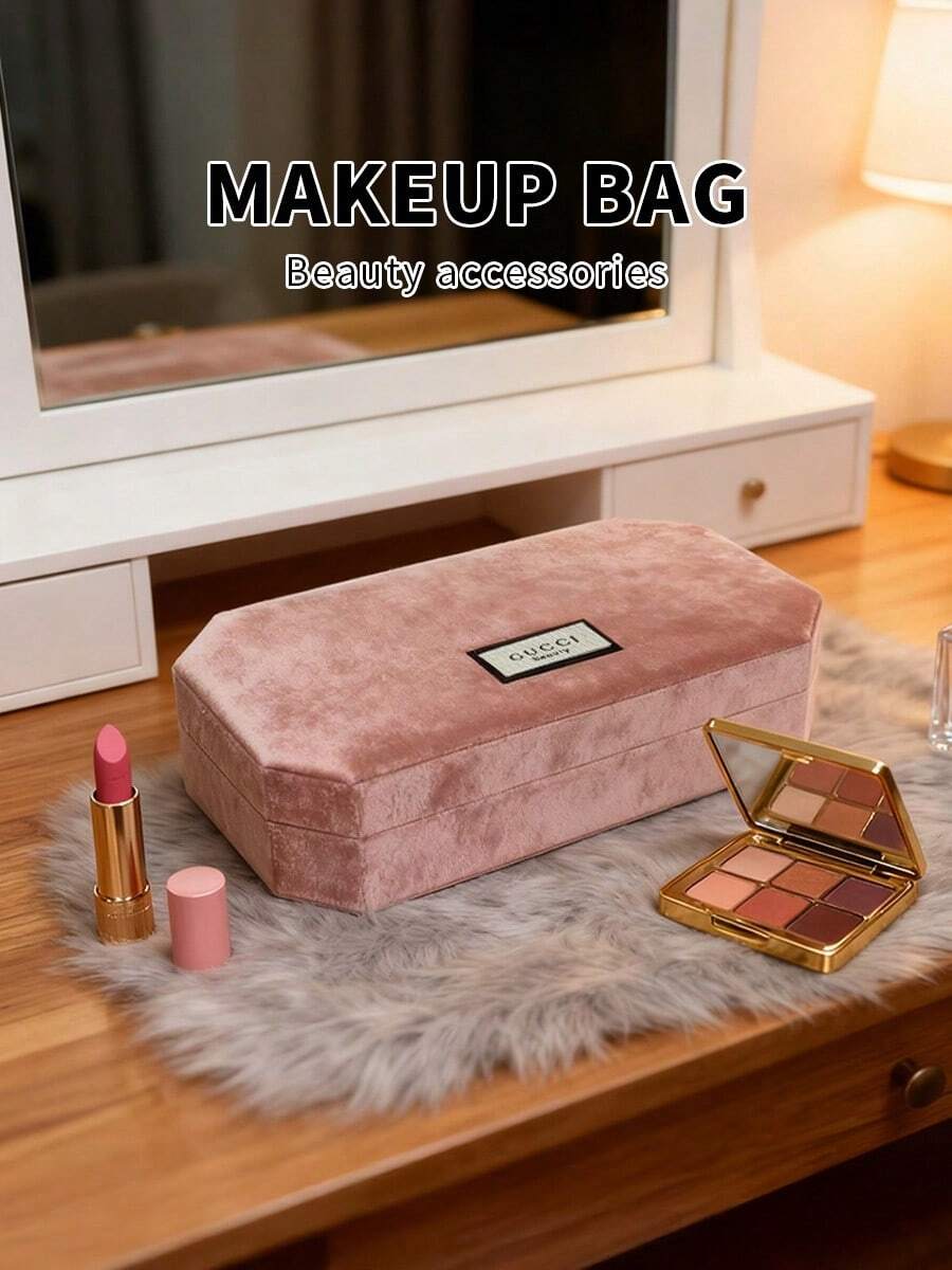 Gucci Caixa de Jóias/Cosméticos/Miudezas de Grande Capacidade com Estilo Doce e Vintage, Presente para Amigos e Família, Feriados e Aniversário - Rosa chiclete - Visão 1