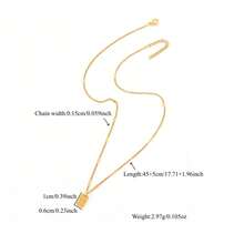 1pc Simple Classic Rectangle Initial Pendant Golden Stainless Steel Chain Necklaces For Women - Yellow Gold - View 2