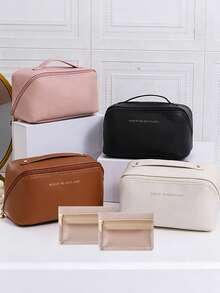 1/2pcs Travel Cosmetics Storage Bag, Large Capacity Handbag, Mini Jewelry Bag, Portable Makeup Bag With Handle, Multiple Compartments, Classified Storage For Cosmetics And Skincare Products, Jewelry Bag Can Store Necklaces, Rings, Earrings And Other Jewelry, Holiday Or Birthday Gifts, Valentine's Day Surprise Gifts, Women's Storage And Organization Bag, Travel Essentials, Student Dormitory Storage, Home Decoration Storage - Multicolor - View 12