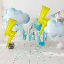 5pcs Gold Lightning Bolt Shaped Balloons, Suitable For Birthday, Wedding, Party Decorations, Fashion & Accessories - 彩色 - 查看 5