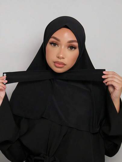 1pc Fashionable Casual Elegant Instant Hijab Cap, Classic Minimalist Style Hijabi Outfit, Soft & Breathable Jersey Fabric, Versatile For Daily Life, Festivals, Prayers