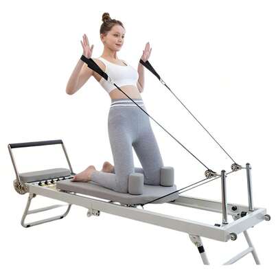 Cama de Pilates Portátil con Resortes Ajustables Reformer de Pilates Plegable Máquina de Pilates para Entrenamiento en el Hogar y Rehabilitación  Medidas 197 x 57 x 72.5 cm