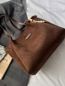 Korean Style Women's New Simple Fashion Versatile Shoulder Bag, Large Capacity Commuter Tote Bag - Coffee - View 7