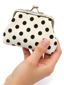 Women's Fashion Polka Dot Multi-Function Kiss Lock Coin Purse For Women Money Wallet Mini Wallet Purse Wallet Small Wallet Coin Wallet Travel Essential Badge Holder Id Card Holder Id Holder - Black and White - View 6