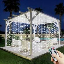 Luces de cortina LED con 8 modos, alimentadas por USB, luces de ambiente para boda, Año Nuevo, Día de San Valentín, dormitorio, sala de estar, decoración de pared, cumpleaños, fiesta, decoración de ventana interior (control remoto no incluido con batería) - Luz de cortina USB - Ver 8