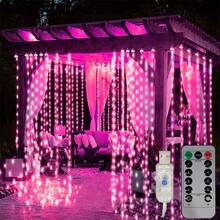 Luces de cortina LED con 8 modos, alimentadas por USB, luces de ambiente para boda, Año Nuevo, Día de San Valentín, dormitorio, sala de estar, decoración de pared, cumpleaños, fiesta, decoración de ventana interior (control remoto no incluido con batería) - Luz de cortina USB - Ver 18