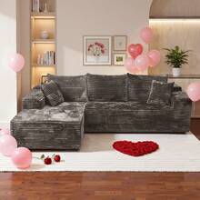 106 Inch Cloud Series Combination Sofa With Deep Seat Design, Hot Selling Living Room Boneless Sofa, Modern Modular Sofa With L-Shaped Recliner, Soft And Comfortable Series, Valentine's Day Gift For Living Room, Bedroom, Apartment, No Assembly Required - 卡其色 - 查看 7