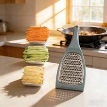 1pc Stainless Steel Multi-Function Vegetable Slicer, With Hand Guard, Can Slice, Shred Cucumber, Double-Sided Coarse & Fine Shredder, Injury-Free - Multicolor - View 4