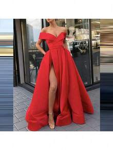 Vestidos Elegantes De Mujer,Vestidos De Mujer,Vestidos Elegantes Para Fiesta,Prom Dress,Women's Deep V-Neck Satin Multi-Color Evening Cocktail Dress |  Bestseller - Đỏ - Xem 2