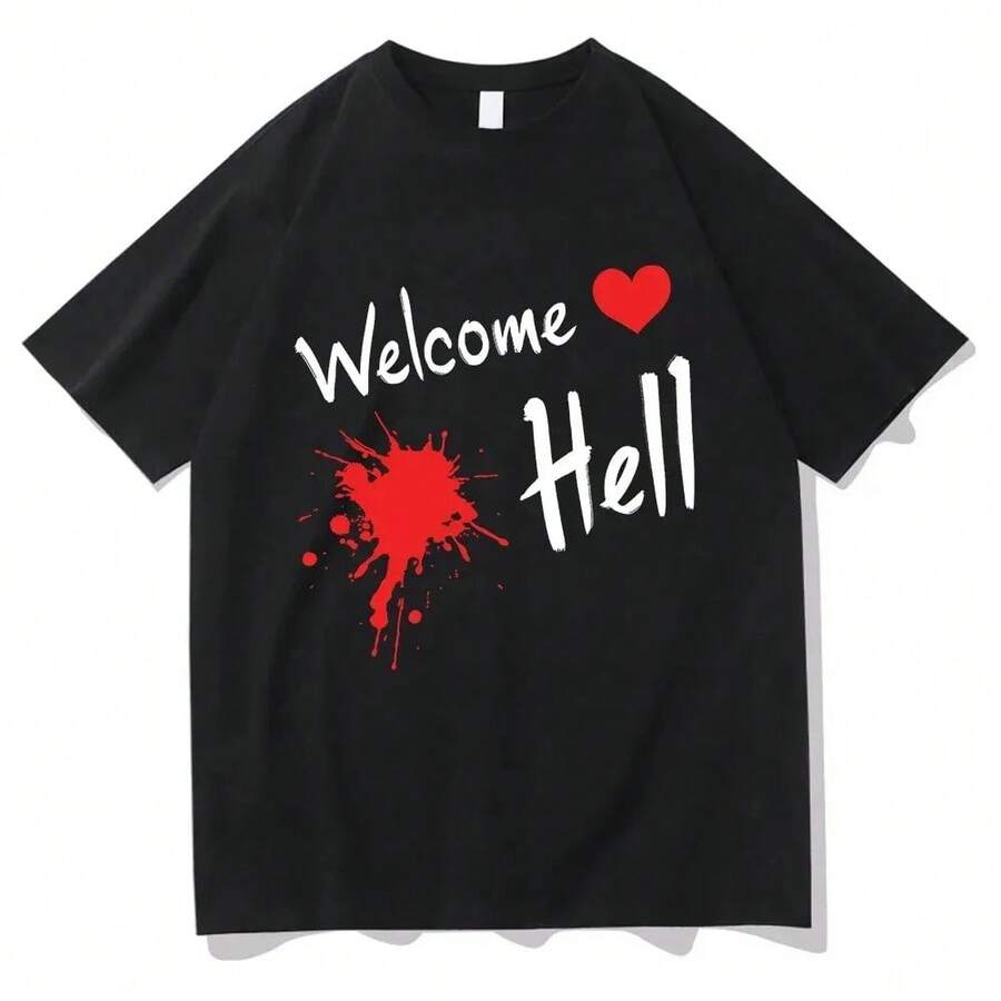 Camiseta de esqueleto púrpura cromada, camisetas de hip hop de la banda fantasma, camiseta de verano de manga corta para mujeres, cuello redondo, ropa de calle pesada mental - Negro - Ver 1