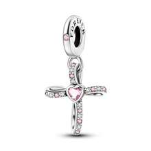 925 Pure Silver Pendant Collection - Cross Pendant, Cross Pink Zirconia Pendant, Crown Cross Pendant, Mysterious Purple Classical Cross Pendant, Eternal Cross Pendant, Heart-Shaped Zirconia Cross Pendant, Shining Cross Pendant, Horseshoe Cross Pendant - Multicolor - View 23