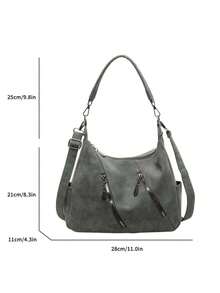 Merlard 复古 2026 哑光质感大容量时尚多功能单肩包，高端沙滩包，手提包，购物袋，大号包，小众质感手提包，拉链双肩带斜挎包 - 綠色 - 查看 10