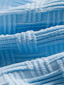 男士夏季新款提花面料 Polo 领刺绣小熊上衣和休闲短裤两件套 - 淺色水洗藍 - 查看 8