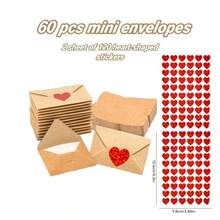 30/60个迷你信封，带心形贴纸 - 自封式情书信封，迷你情人节卡片，适用于圣诞节、婚礼、订婚 - 送给男友、女友的甜蜜浪漫礼物（30个或60个） - 彩色 - 查看 9