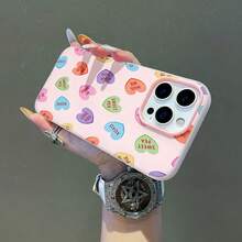 Funda para teléfono con diseño de dulces de colores y mensajes de amor. Compatible con fundas para teléfonos ,  17,  16 Pro Max,  15 Pro Max,  13 y  12. Fabricada en TPU, ofrece protección contra golpes y caídas. Un regalo ideal para familiares, amigos, parejas, novios/novias y para San Valentín. - Rosa - Ver 6