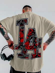 Camiseta Oversized Los Angeles City Street Unissex DTF ref4423 - Bege - Visão 2