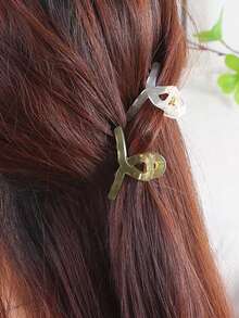 4个/套，1.65英寸，白色、绿色、棕色、灰色、黑色小塑料交叉发夹，时尚刘海/侧边夹，优雅简约，适合日常、休闲、派对、通勤、海滩、发型设计、化妆等场合，女士发饰，优雅发爪夹 - 彩色 - 查看 5