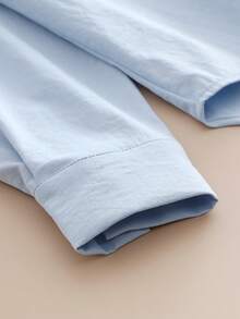 Women's Casual Collar Pocket Embroidered Shirt, Embroidered Pocket Design, Simple Yet Not Monotonous, Long Sleeve Single-Breasted Casual Shirt - Blue - View 10