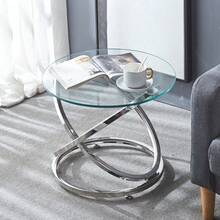 Home Entryway Table, Glass-Top Coffee Table, Minimalist Round Side Table, Sofa Side Table, Mini Reception Desk, Patio Tea Table, Bedside Table, Lamp Table, Plant Display Stand, Sturdy And Long-Lasting - Silver - View 10