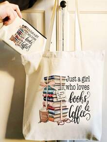 5/2/1pcs Floral & Book Reading Themed Canvas Zipper Storage Bags Gift Packaging Set, Creative "You're Awesome" Motivational Small Gift Bags, Suitable For Back To School, Graduation, Travel, Birthday, Anniversary, Teacher's Day, Appreciation Gifts - Beige - View 10