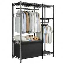 CYPNJeeLeeko Perchero de Ropa Resistente de Metal con Cesta Inferior Rack para Ropa con Estantes Closet para Ropa Independiente para Recámara Lavandería o DepartamentoFashion - 219666165 - Ver 1