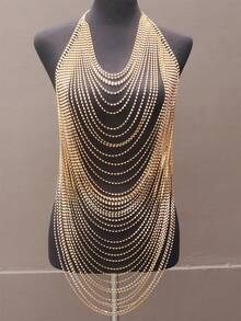Gold Rhinestone Multilayer Body Chain